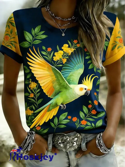 Women’s Vintage Australian Vacation Parrot Casual Comfort short-sleeved T-shirt As picture / S