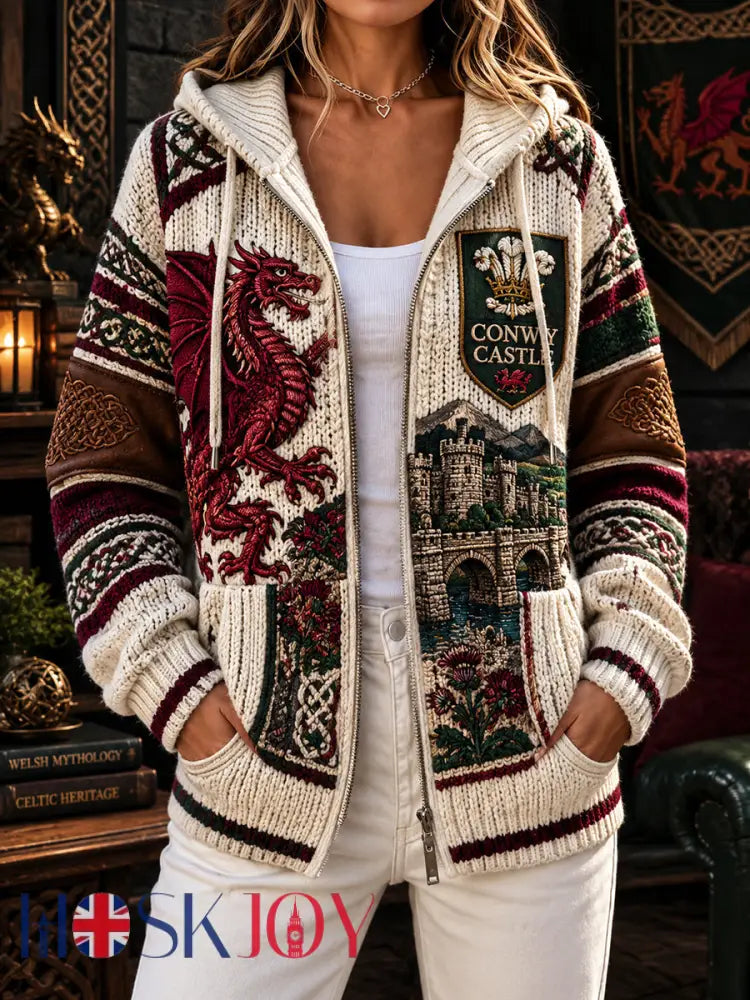 Women’s Vintage British Wales Printed Woolen Cardigan Coat - A / S