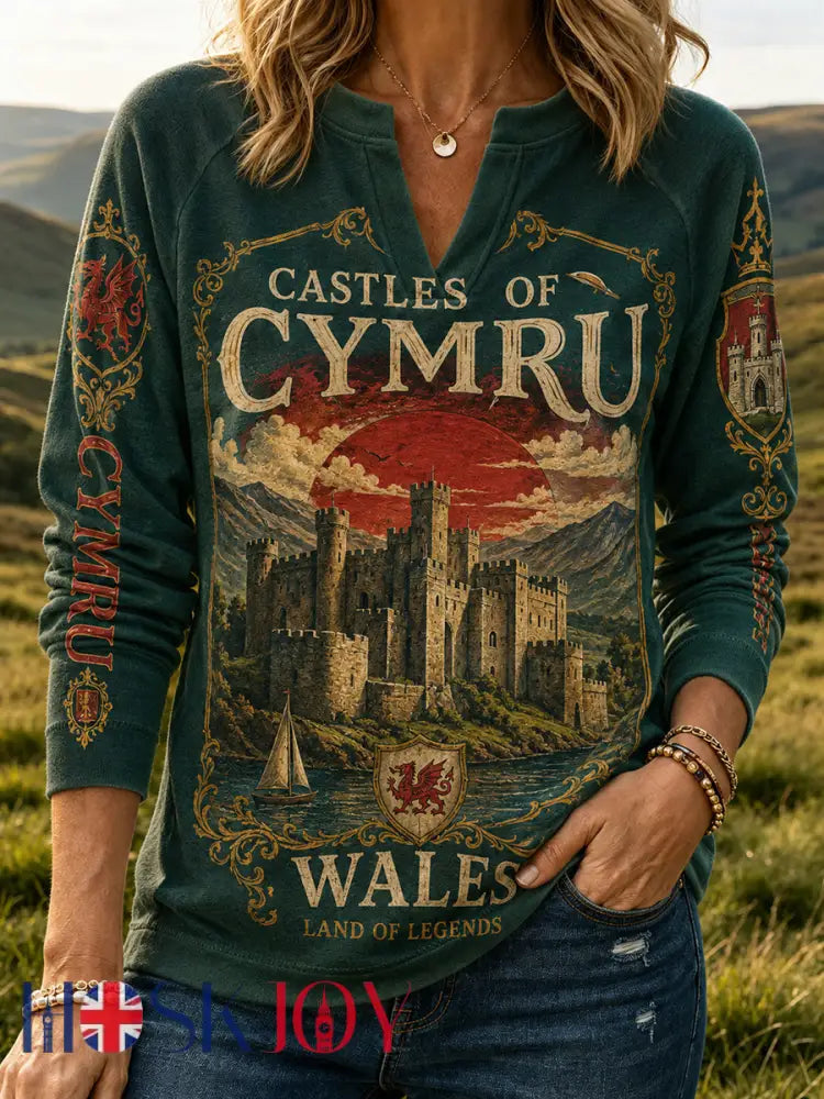 Women’s Vintage British Welsh Patterned V-Neck Sweatshirt - A / S