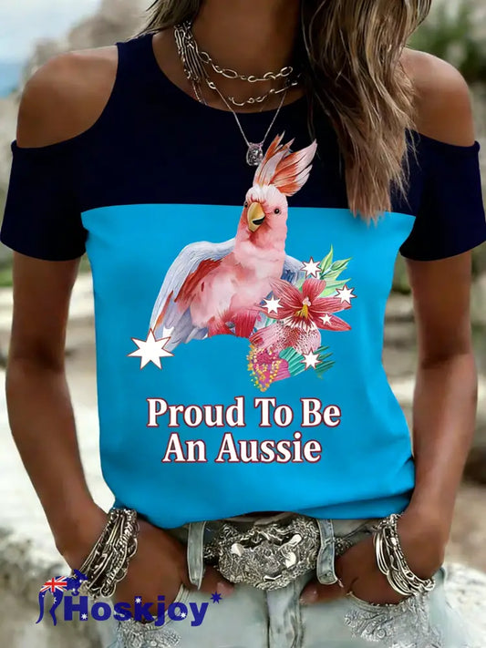 Women’s Vintage Proud To Be An Aussie Casual Comfortable Short Sleeve T-Shirt Blue / S