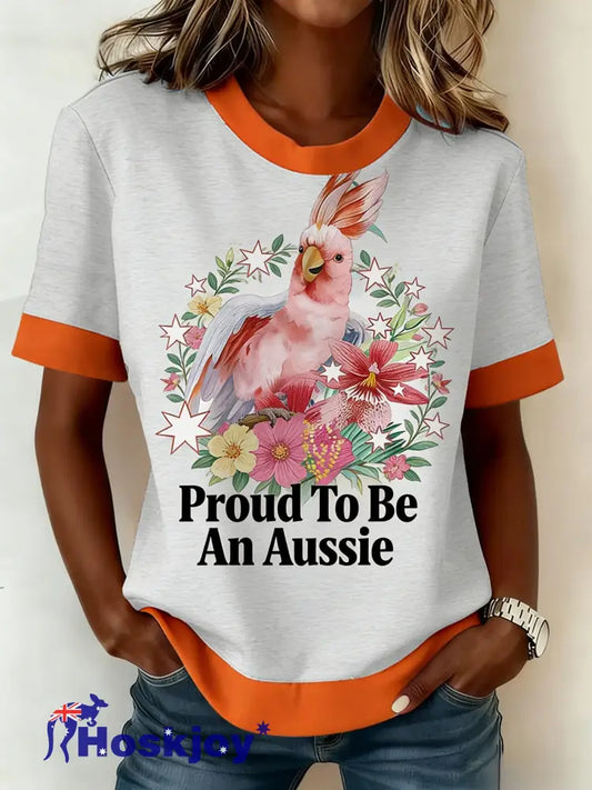 Women’s Vintage Proud To Be An Aussie Casual Comfortable Short Sleeve T-Shirt Gray / S