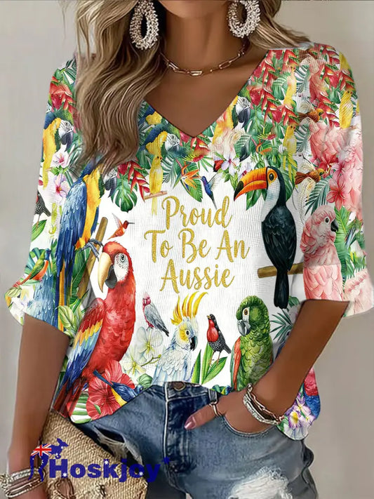 Women’s Vintage Proud To Be An Aussie Casual Long-Sleeve Waffle Top White / S