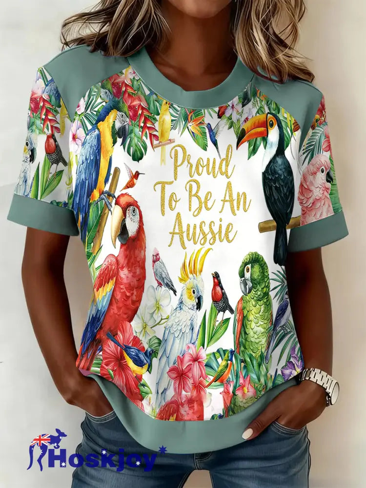 Women’s Vintage Proud To Be An Aussie Casual Short-Sleeve T-Shirt White / S