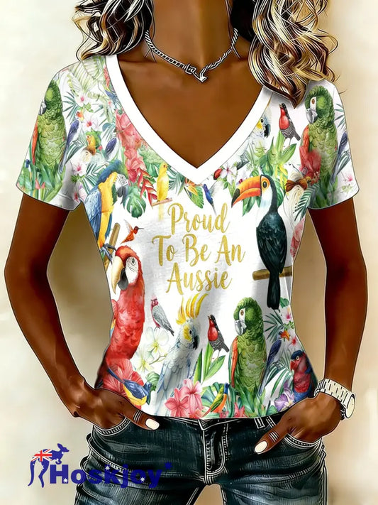 Women’s Vintage Proud To Be An Aussie Cockatoo Casual Comfortable Short Sleeve T-Shirt White / S