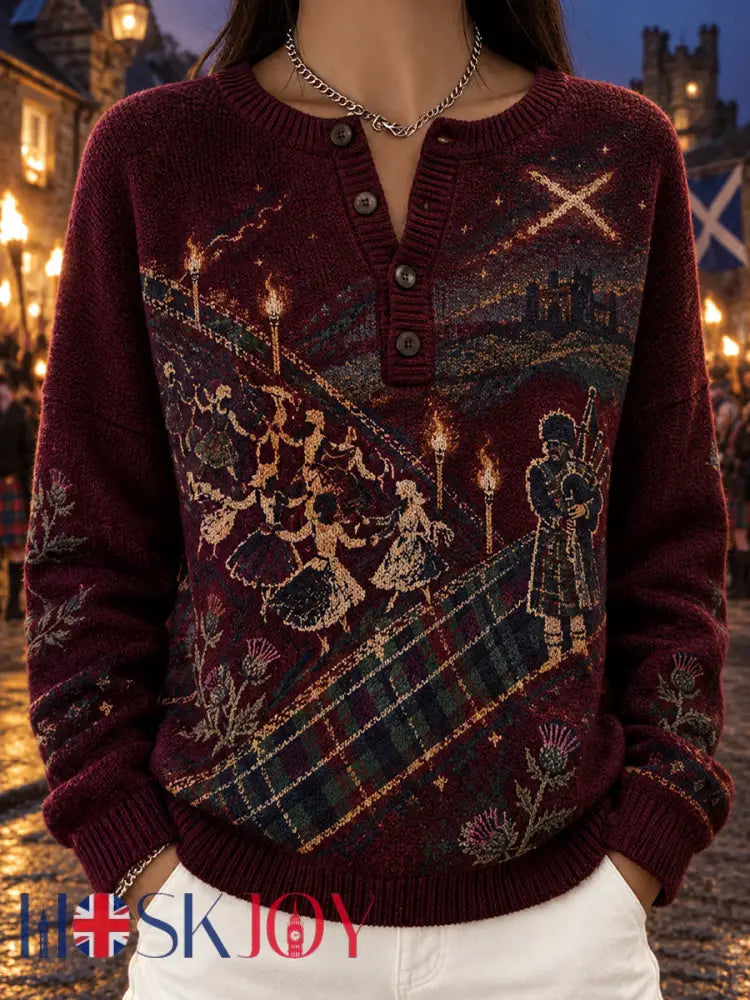 Women‘s Vintage Scottish St Andrew’s Day Printed Long-sleeve Cardigan - A / S