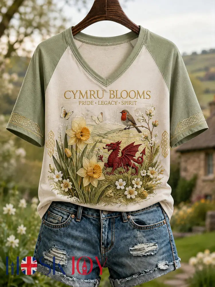 Women’s Wales Uk V-neck off-shoulder short-sleeved T-shirt - A / S