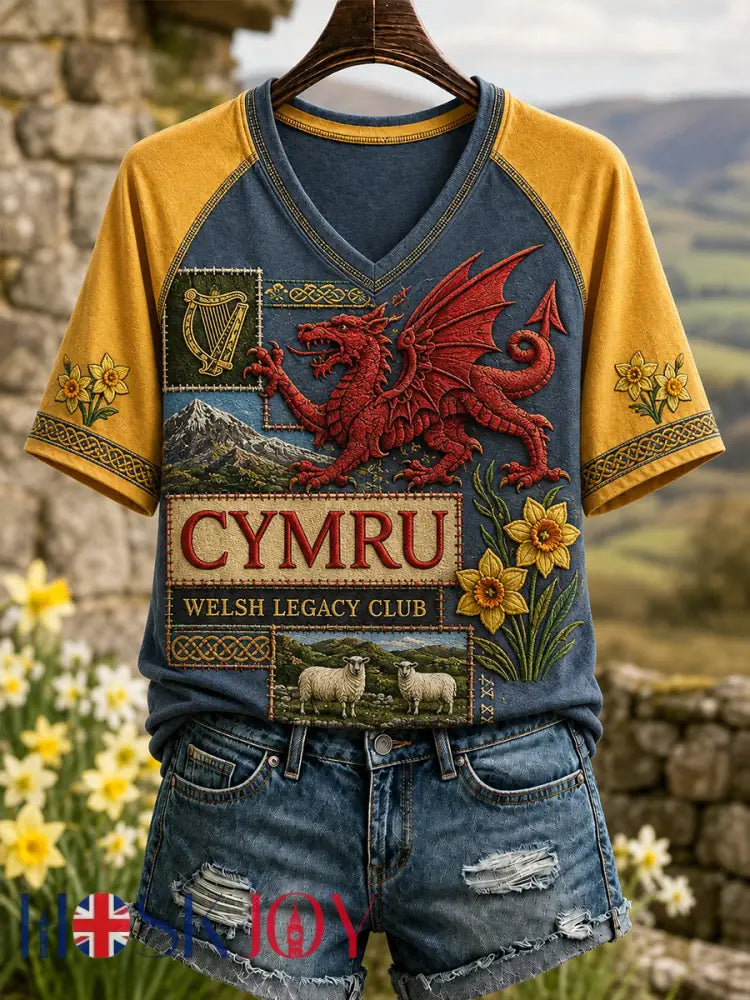 Women’s Wales Uk V-neck off-shoulder short-sleeved T-shirt - A / S