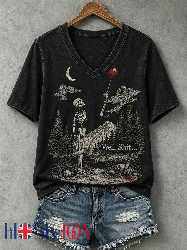 Women’s Well Shit Skull T-shirt - Black / S