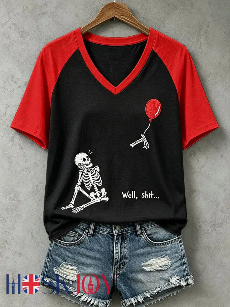 Women’s Well Shit Skull T-Shirt - Red / S
