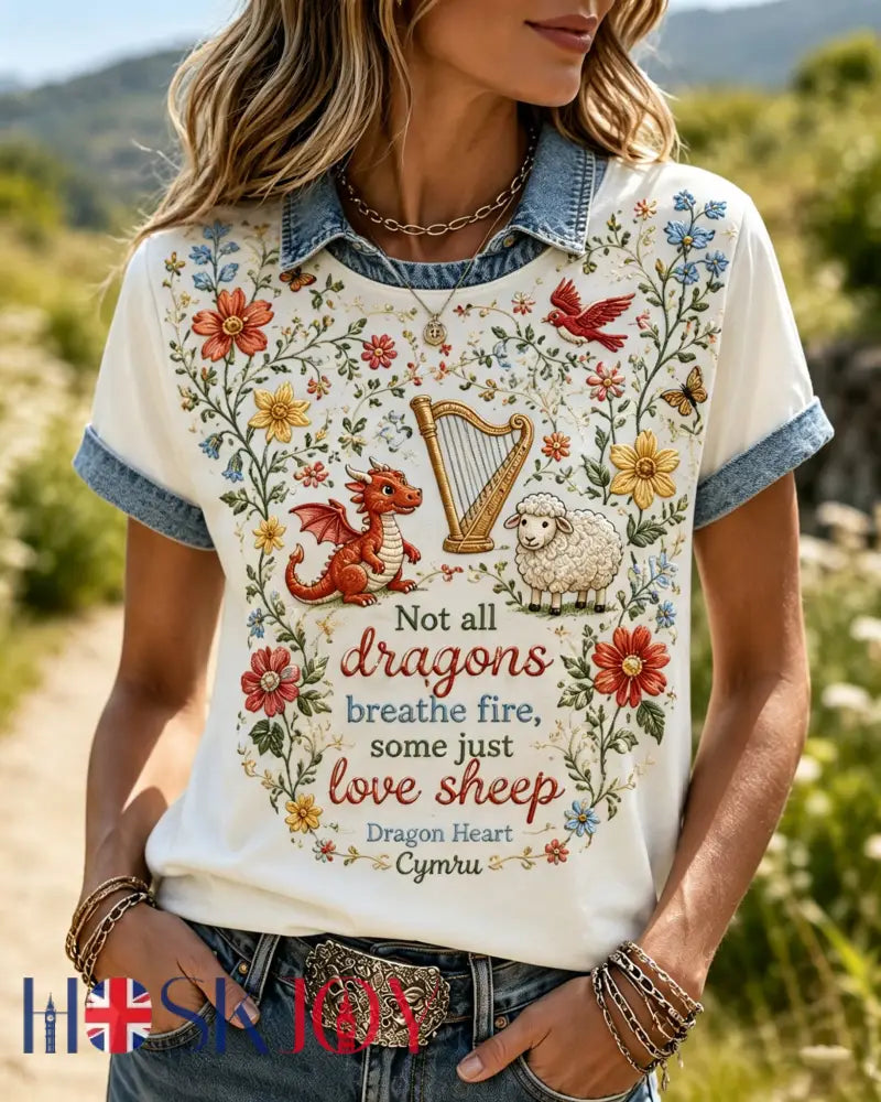 Women’s Welsh Cultural Element Art Print T-Shirt - A / S