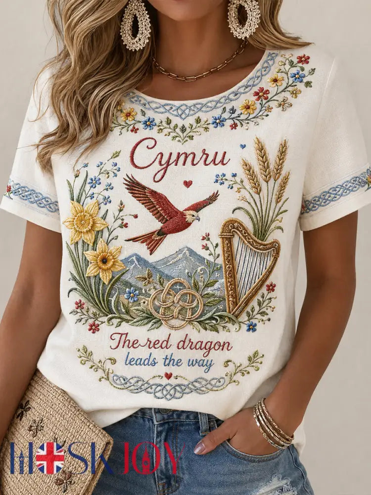 Women’s Welsh Cultural Element Art Print T-Shirt - A / S