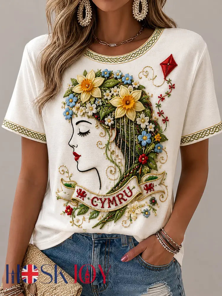 Women’s Welsh Cultural Element Art Print T-Shirt - A / S