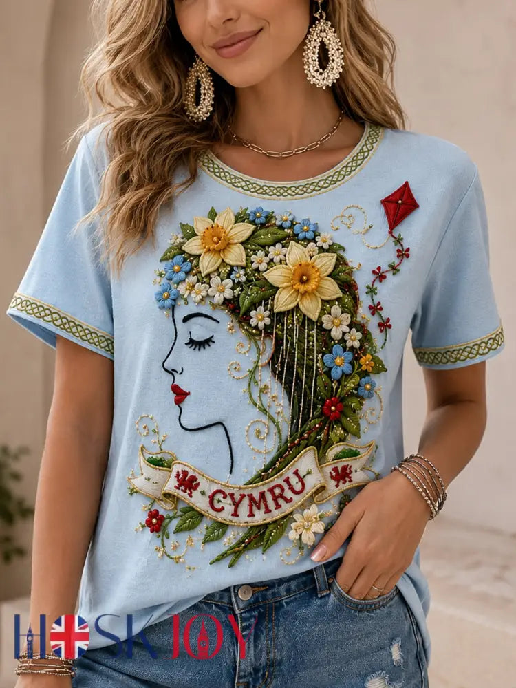 Women’s Welsh Cultural Element Art Print T-Shirt - B / S
