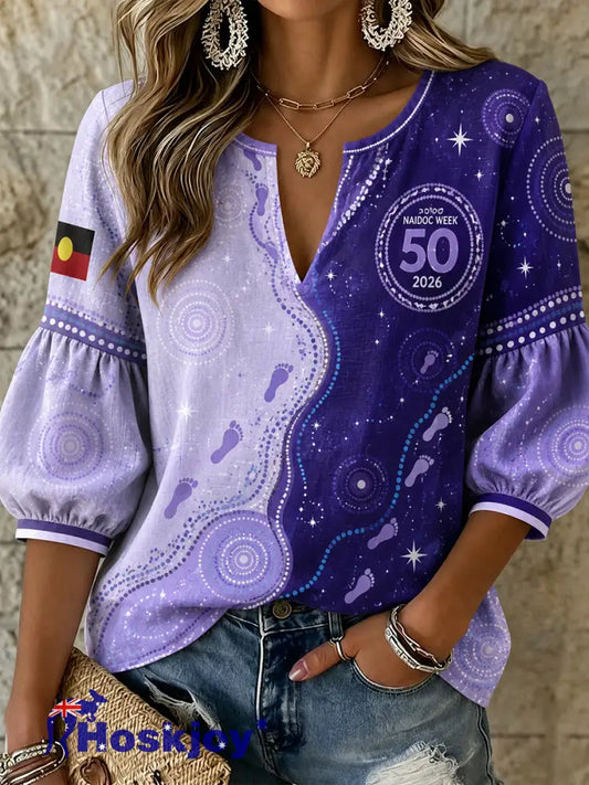 Women’sNaidoc Weeks Australia Art Print Casual Top - A / S